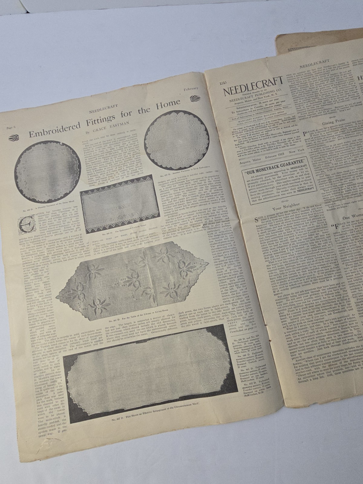 Antique Needlecraft Magazine Lot 1914 1915 Fashion Patterns Ads Home Decor Art