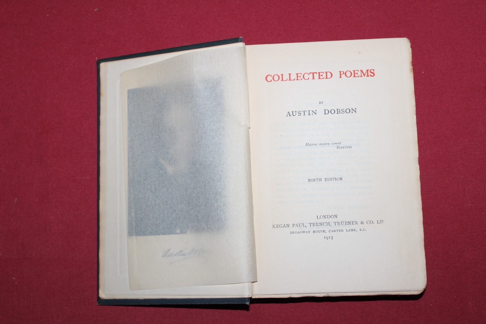 1913 Austin Dobson collected poems Ninth ed Author’s bookplate front + rear