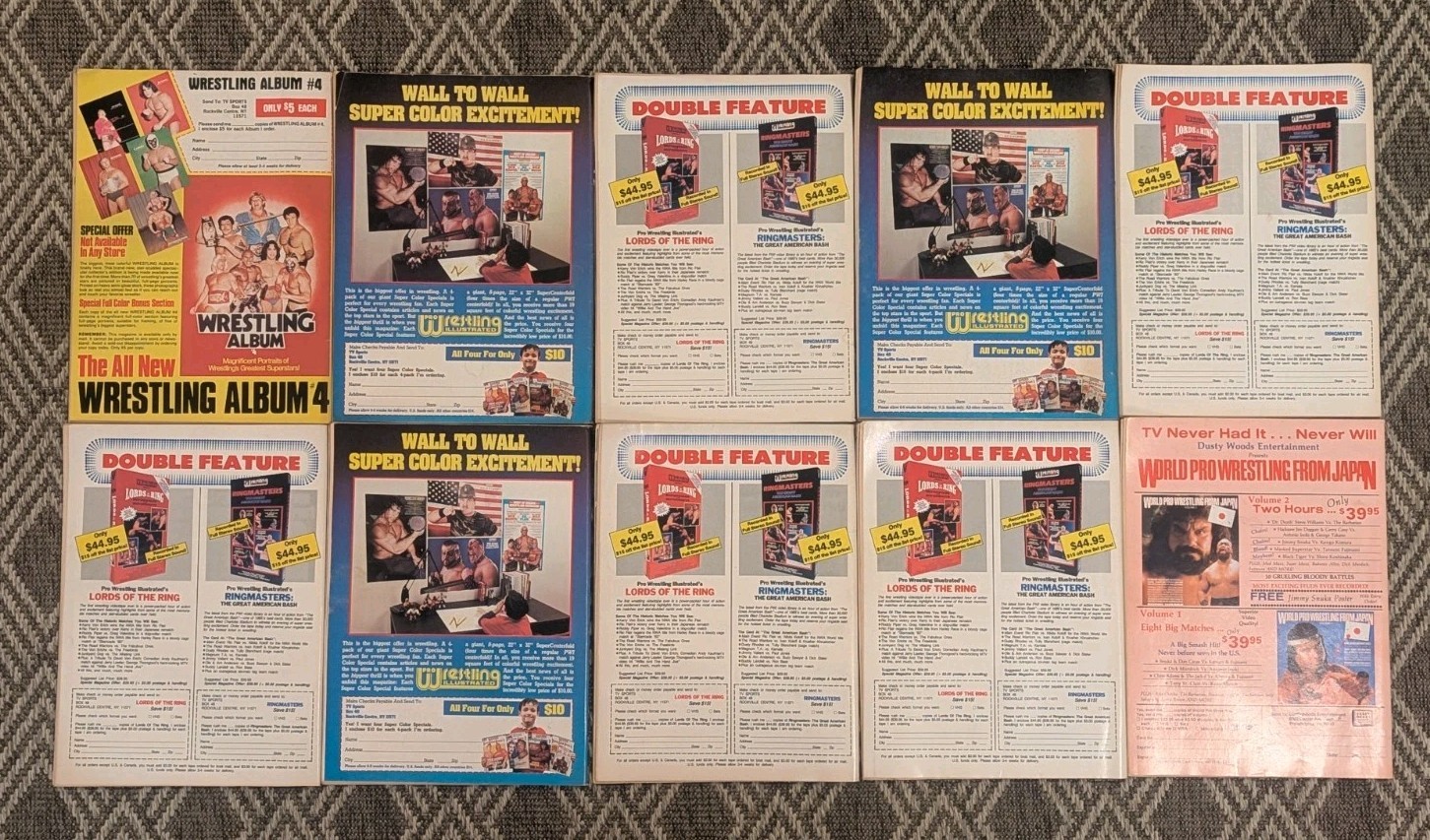 The Wrestler Vintage Pro Wrestling Magazines Lot of Ten – 1982/1986/1987