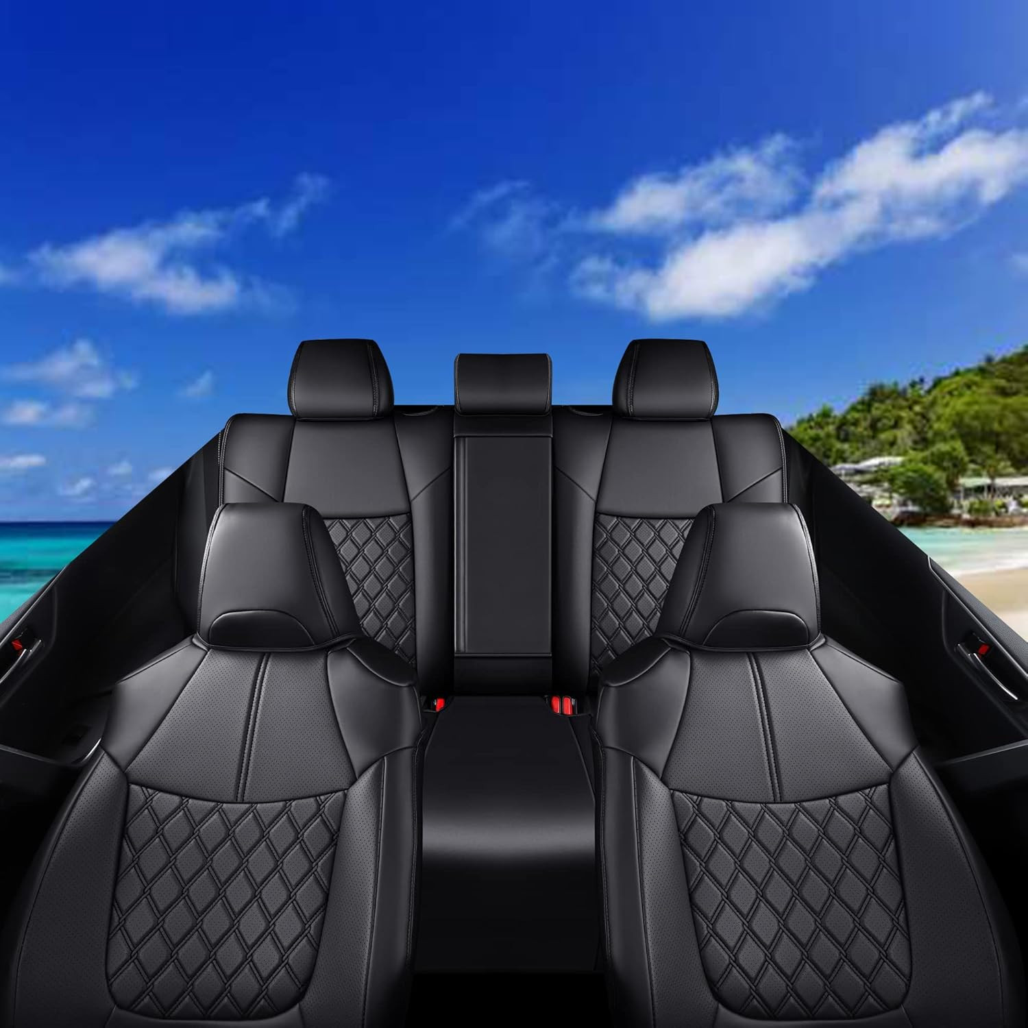 Custom Fit RAV4 Car Seat Covers Full Set, Waterproof Front&Rear Seat Cushion Fit