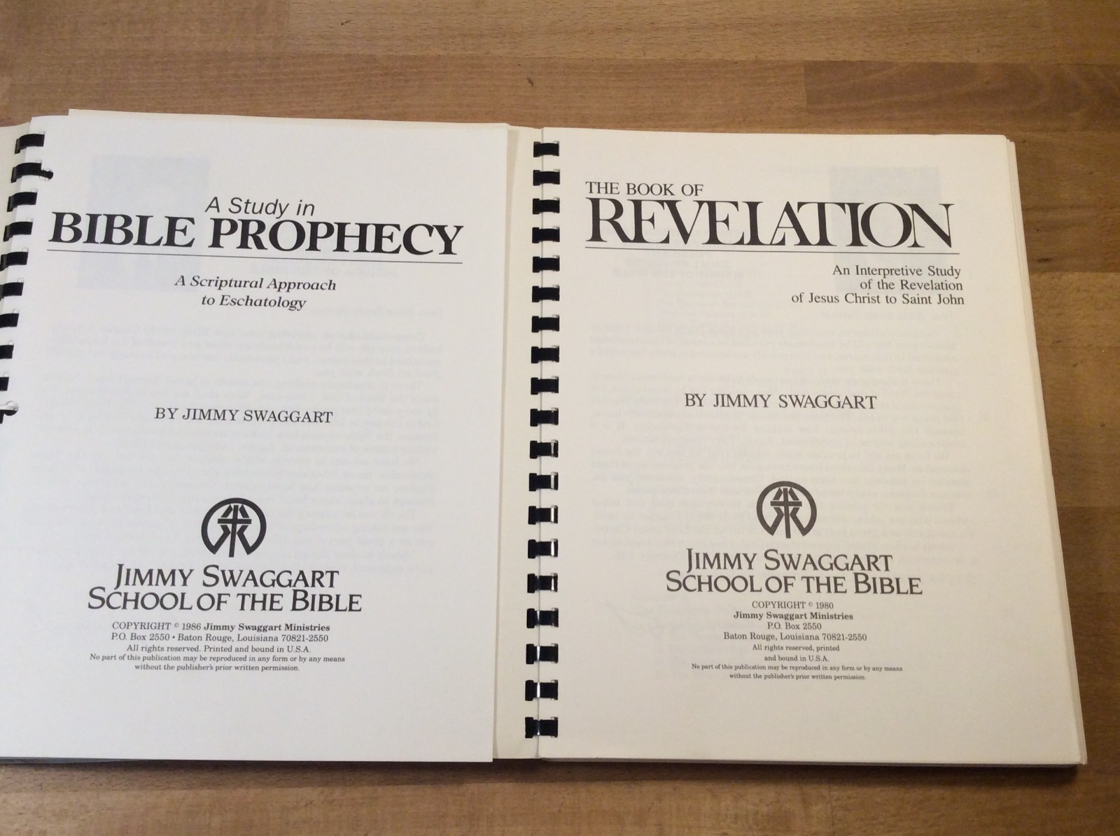 Lot of 2 Jimmy Swaggart Books, Study in Bible Prophecy, The Book of Revelation