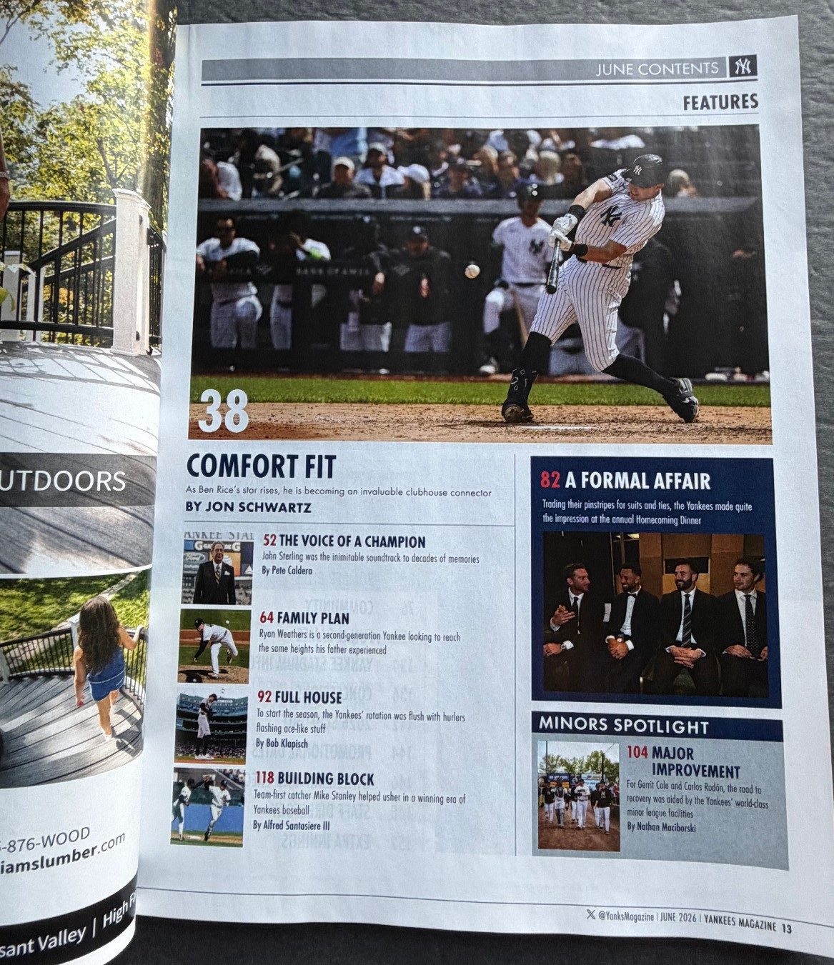 New York Yankees Magazine June 2026 Ben Rice, Aaron Judge, John Sterling