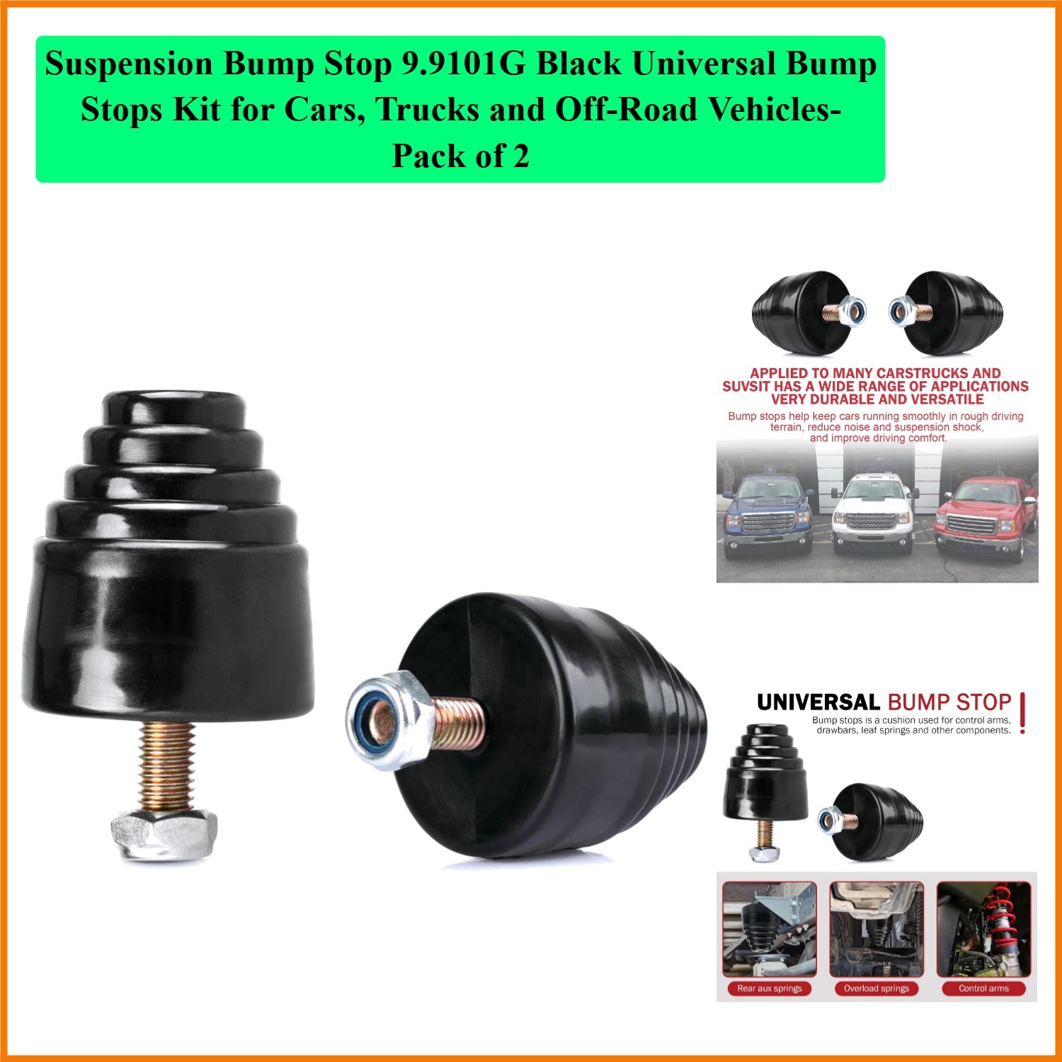 Suspension Bump Stop Black Universal Bump Stops Kit for Cars, Trucks and Off-…
