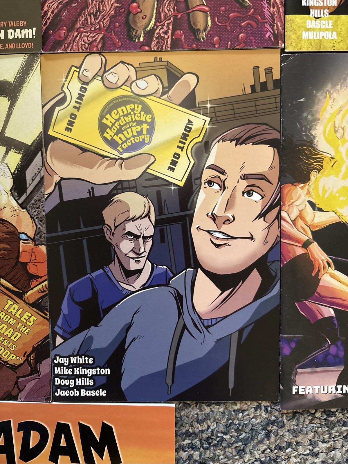 Lot of 9 Pro Wrestling Crate Exclusive Comic Books and 1 Paperback By Adam Page
