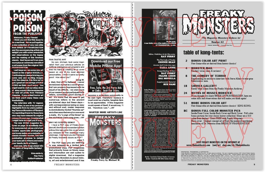 FREAKY MONSTERS 42 New! Like the original Famous Monsters Magazine only better!