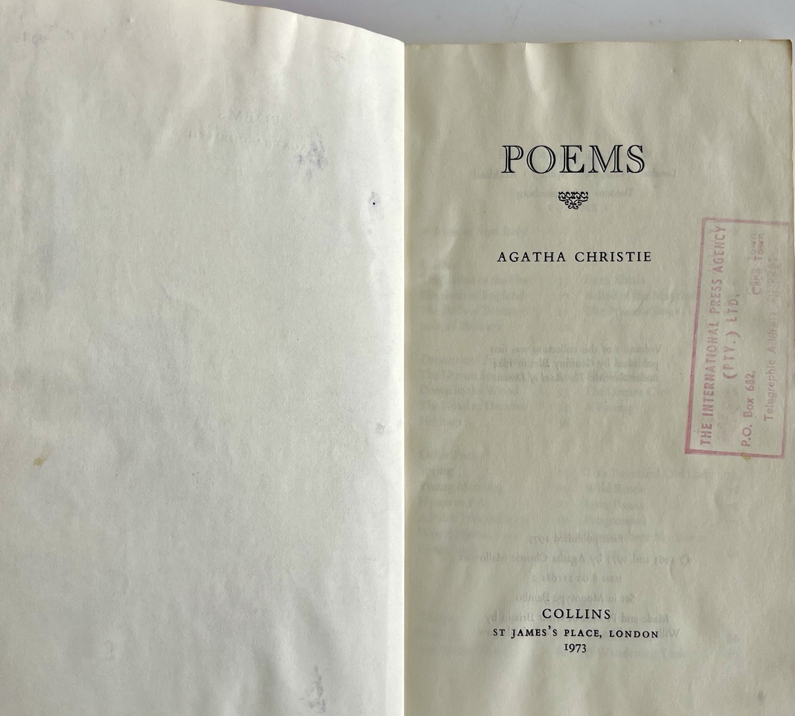 Agatha Christie- Poems 1973 Uncorrected Advance Proof Collins – Extremely Rare
