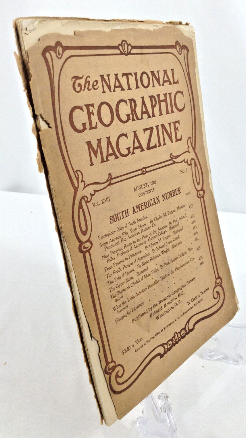 1906 August | National Geographic Magazine | Front & Rear Cover Detached | Map