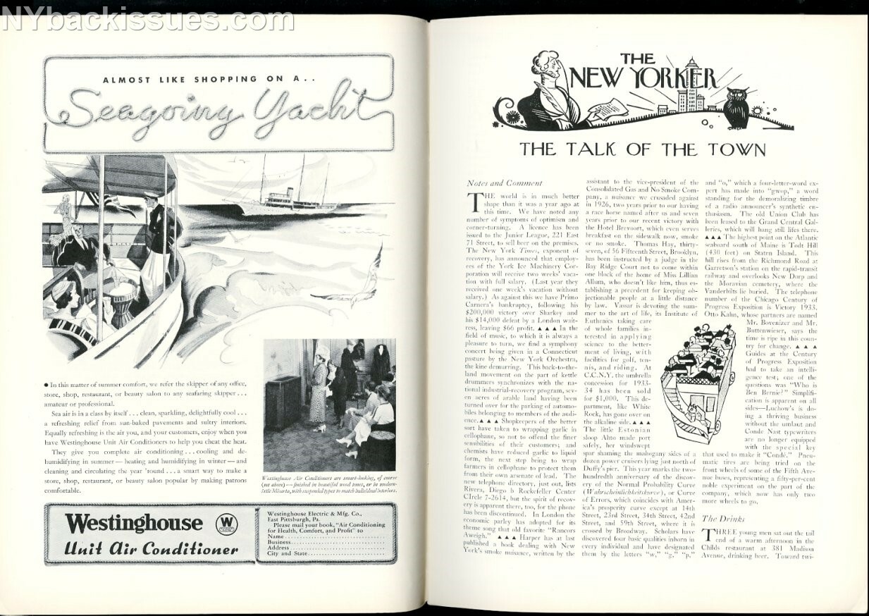 New Yorker magazine July 15 1933 Dorothy Parker Dawn Powell E.B White FINE