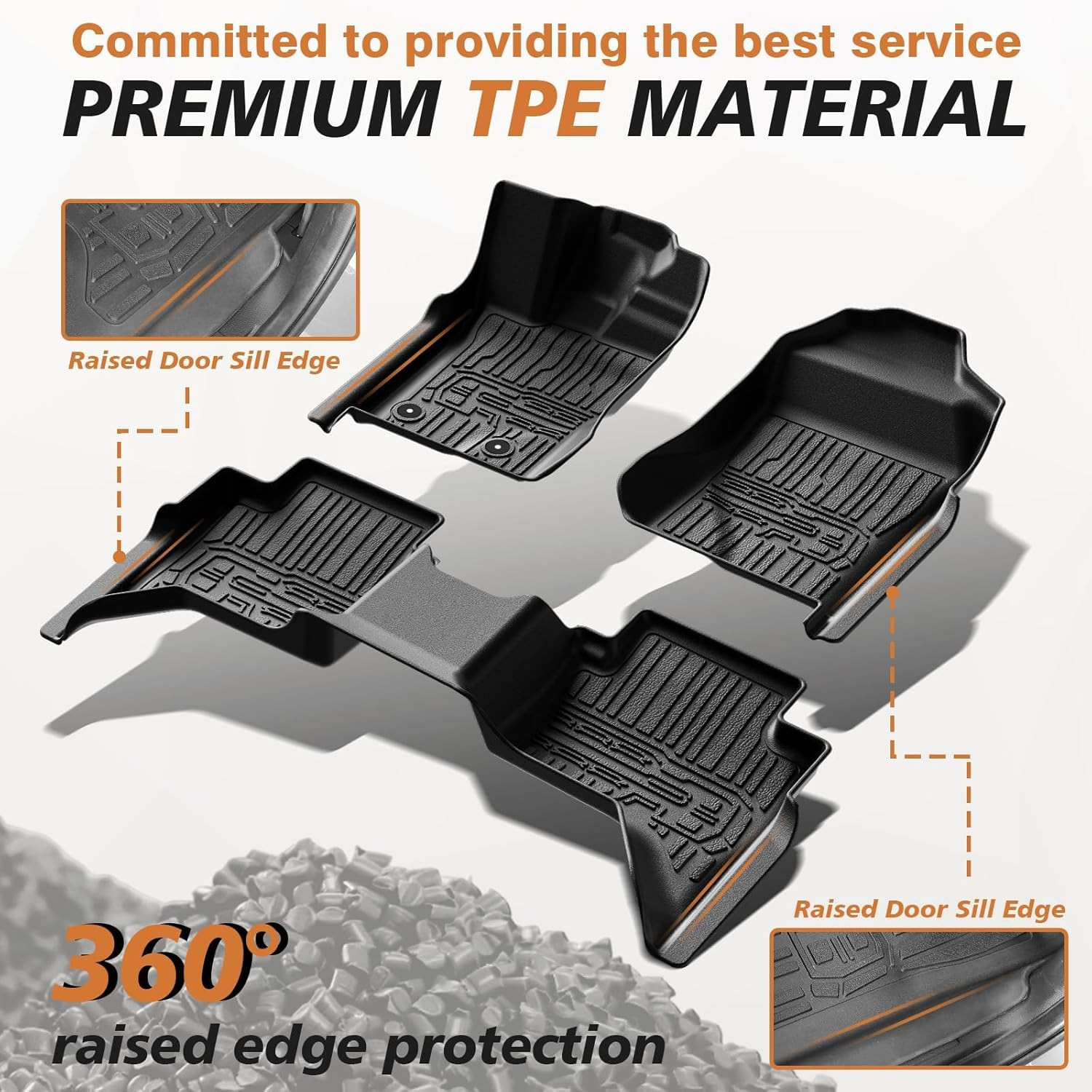 Truck Bed Mat & Floor Mats Front Rear Full Set Compatible with Ford Ranger 2024-