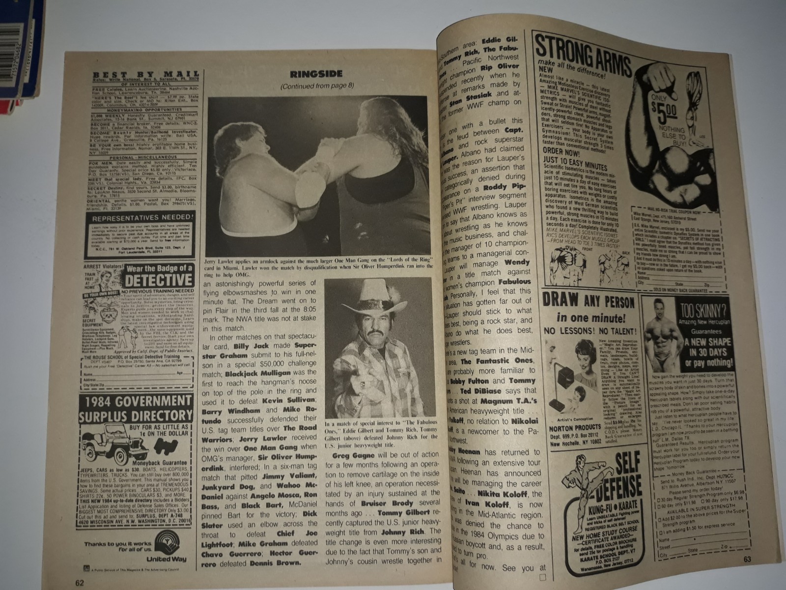 Pro Wrestling Illustrated November 1984 Magazine Sgt. Slaughter Rick Martel PWI
