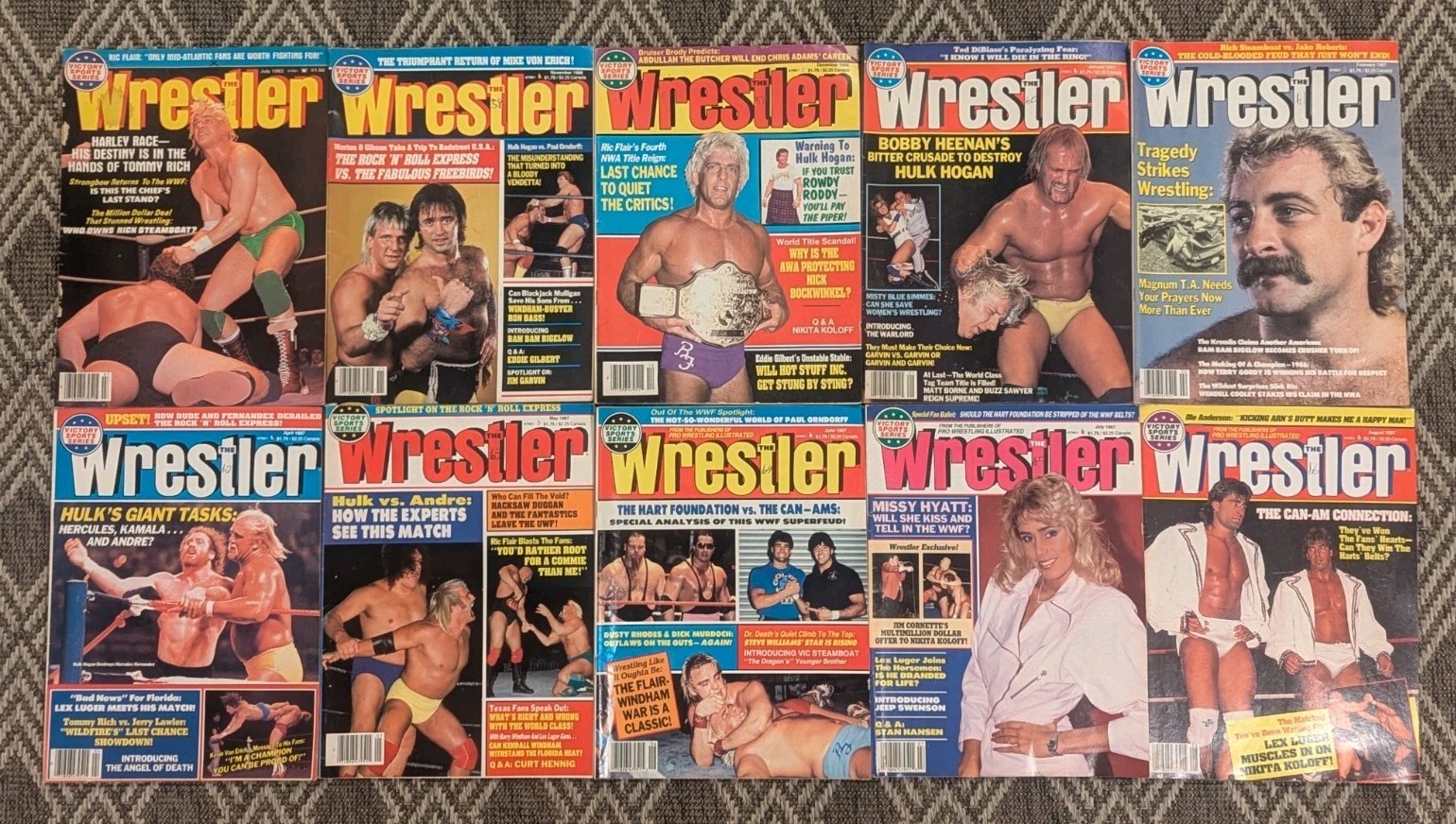 The Wrestler Vintage Pro Wrestling Magazines Lot of Ten – 1982/1986/1987