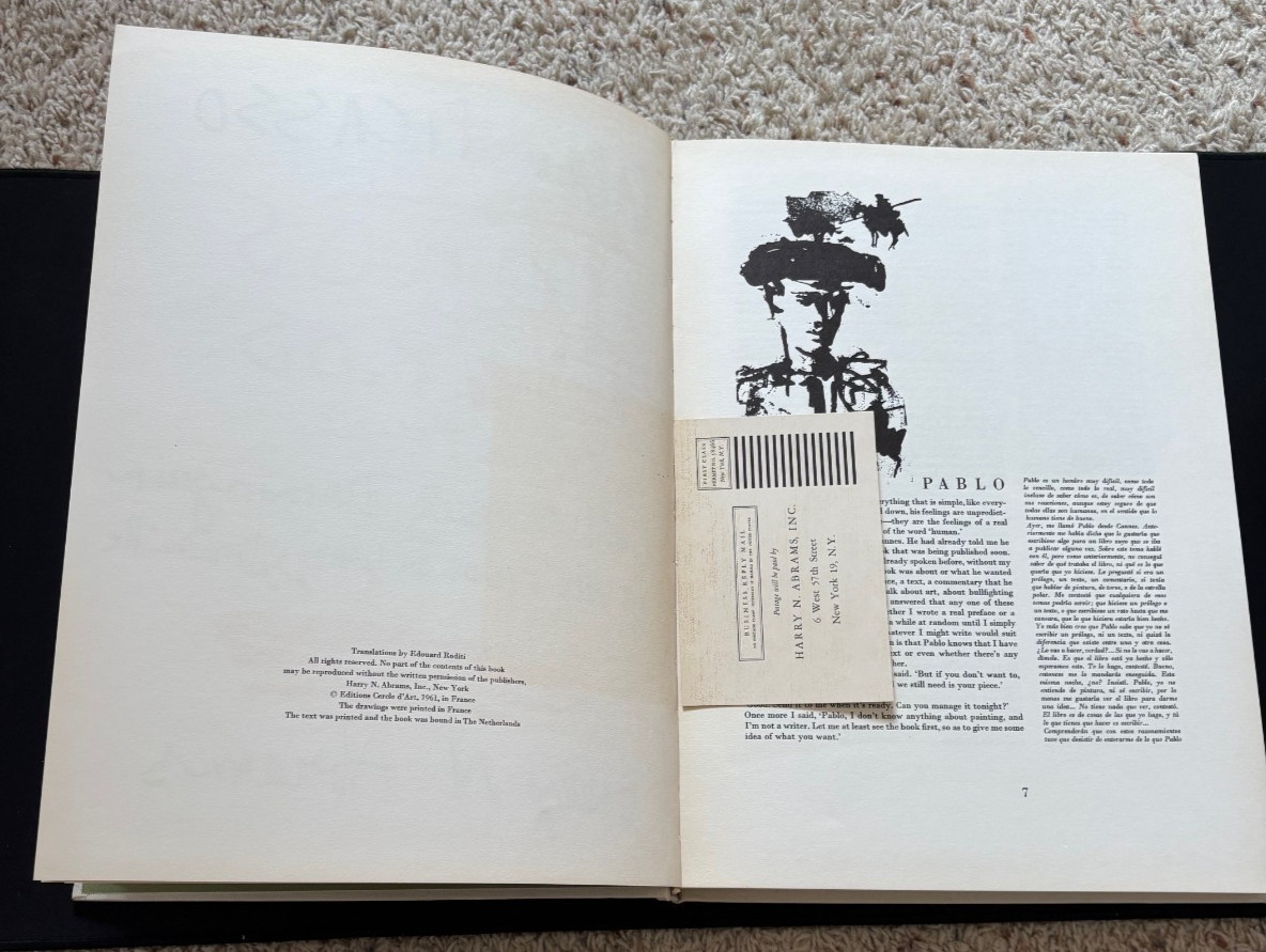 1961 Sketchbook PICASSO: Bulls and Bullfighters by Luis Miguel Dominguin 1st Ed.