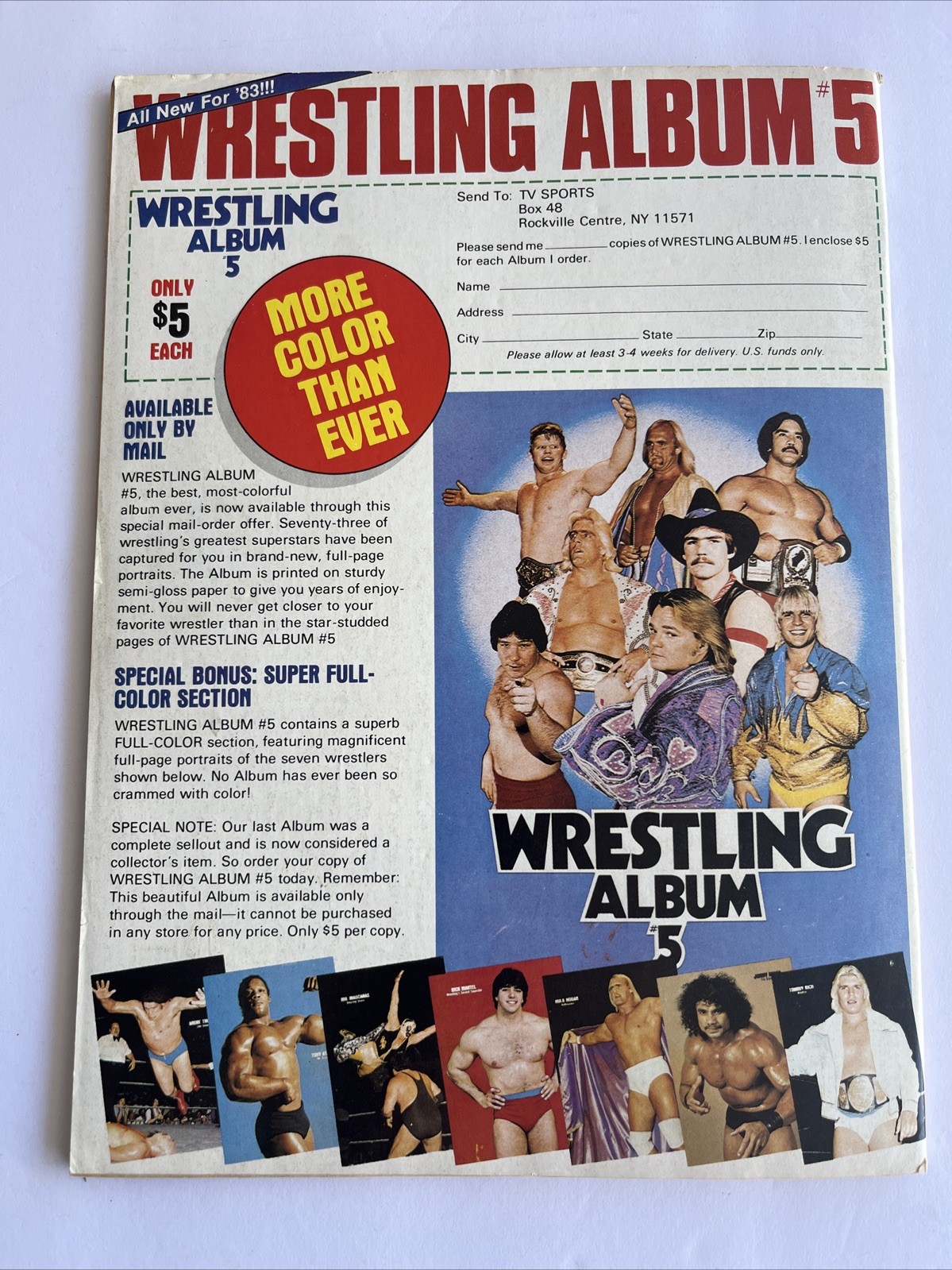 Pro Wrestling Illustrated Magazine PWI April 1983 Mascaras Andre Poster Dusty