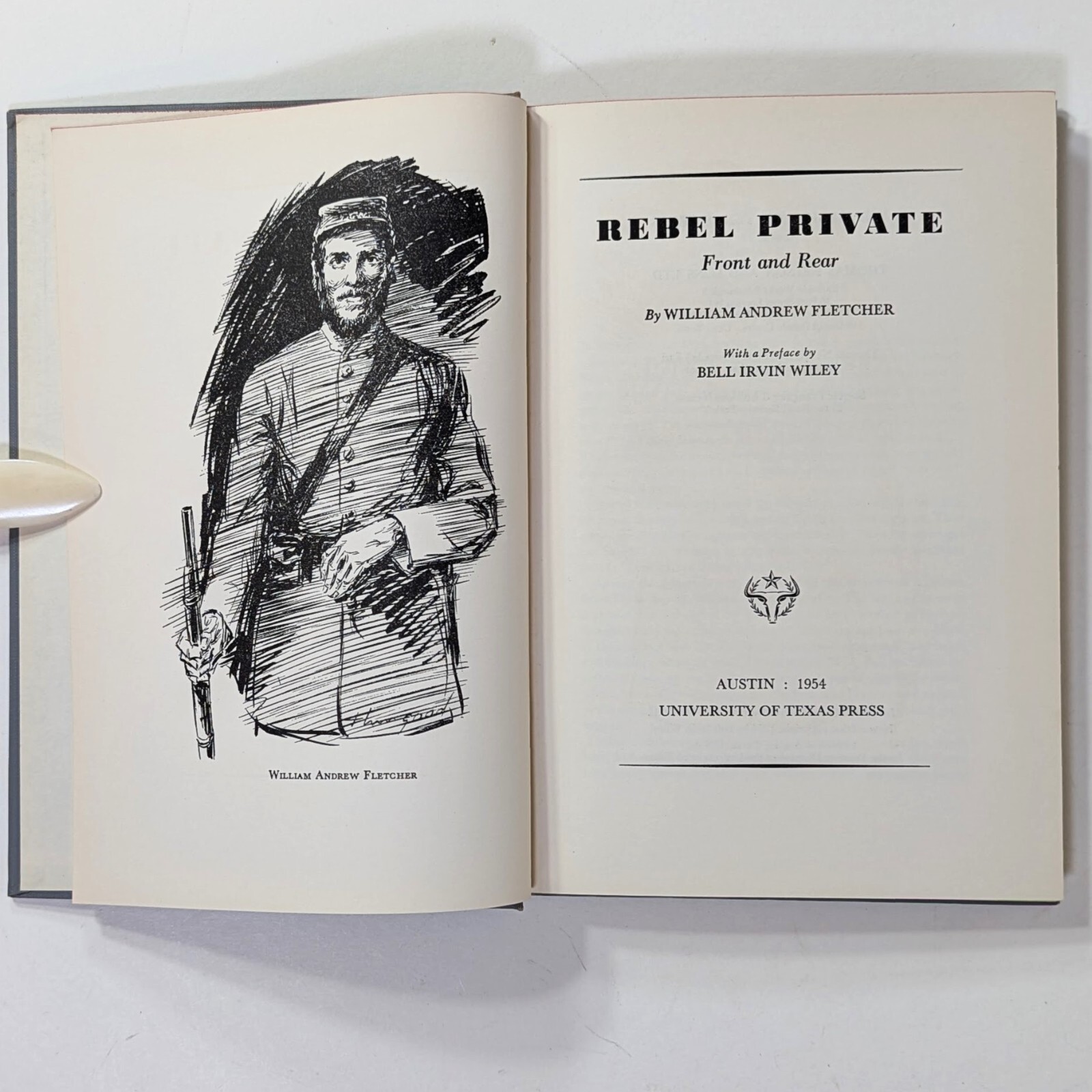 REBEL PRIVATE FRONT & REAR Wm A Fletcher 1954 HC DJ VG B.I. Wiley Texas Press