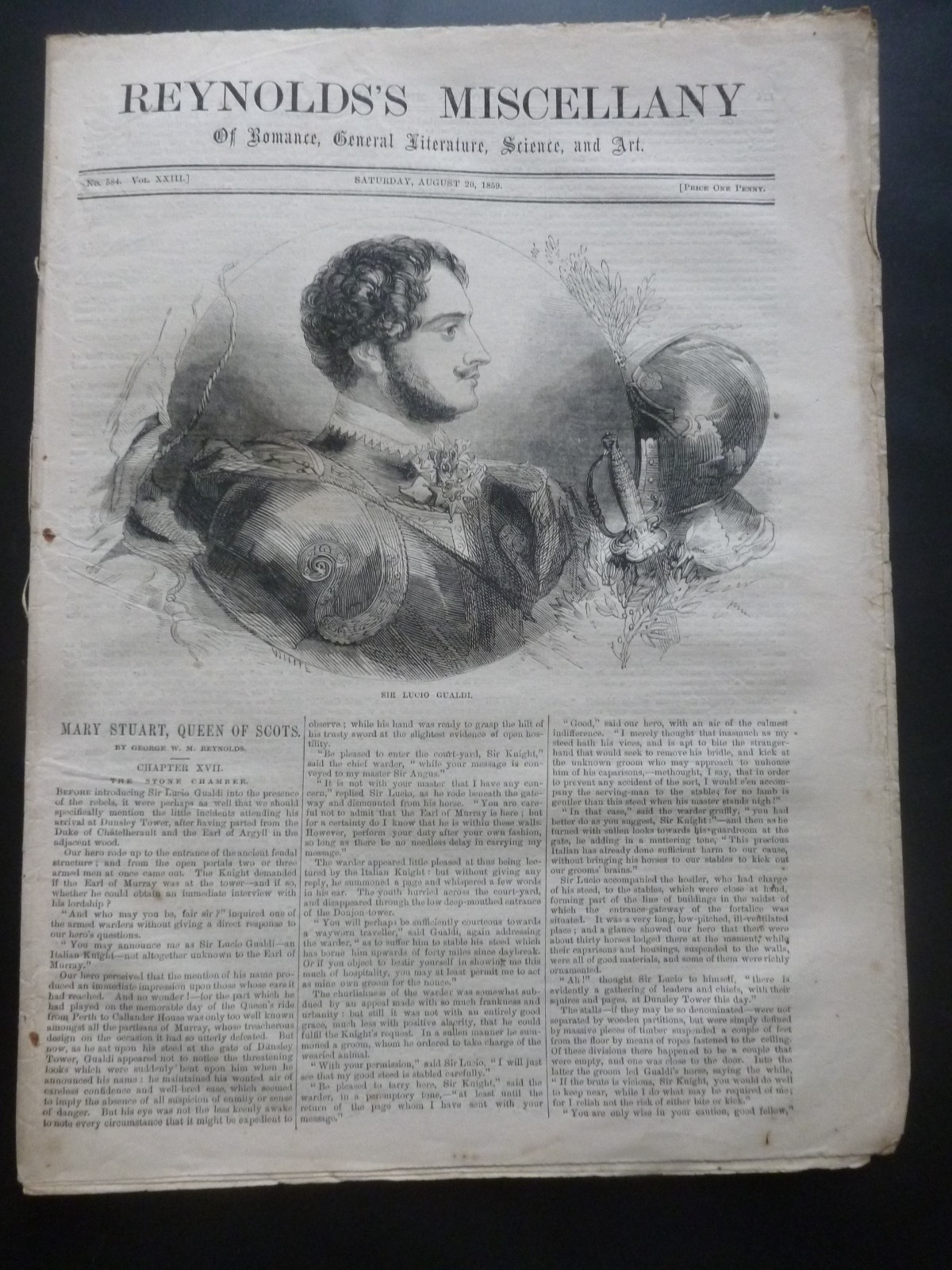 Anonymously Edited – REYNOLD’S MISCELLANY No. 584, August 26, 1859 – Story Paper