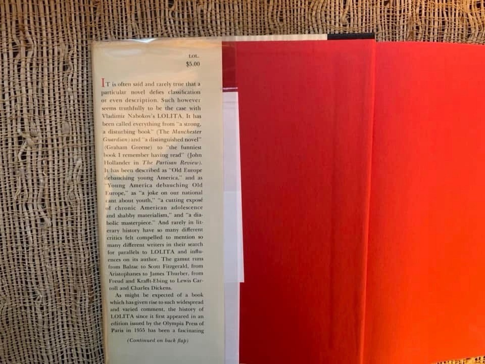 Lolita by Vladimir Nabokov Hardcover w/ Dust Jacket, 1st US Edition 1958