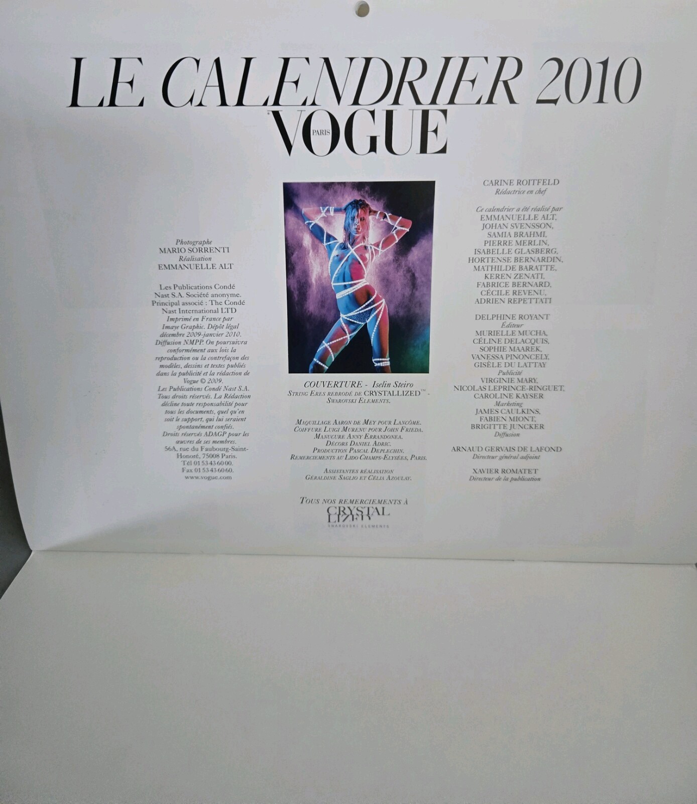 Vogue Paris calendar 2010 Natasha Poly Mario Sorrenti Corine Roitfeld Iselin