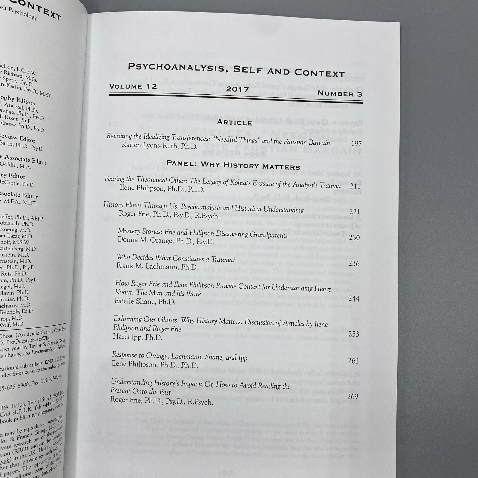 Psychoanalysis, Self and Context Vol 12 No 3 Jul-Sep 2017 Routledge Journal