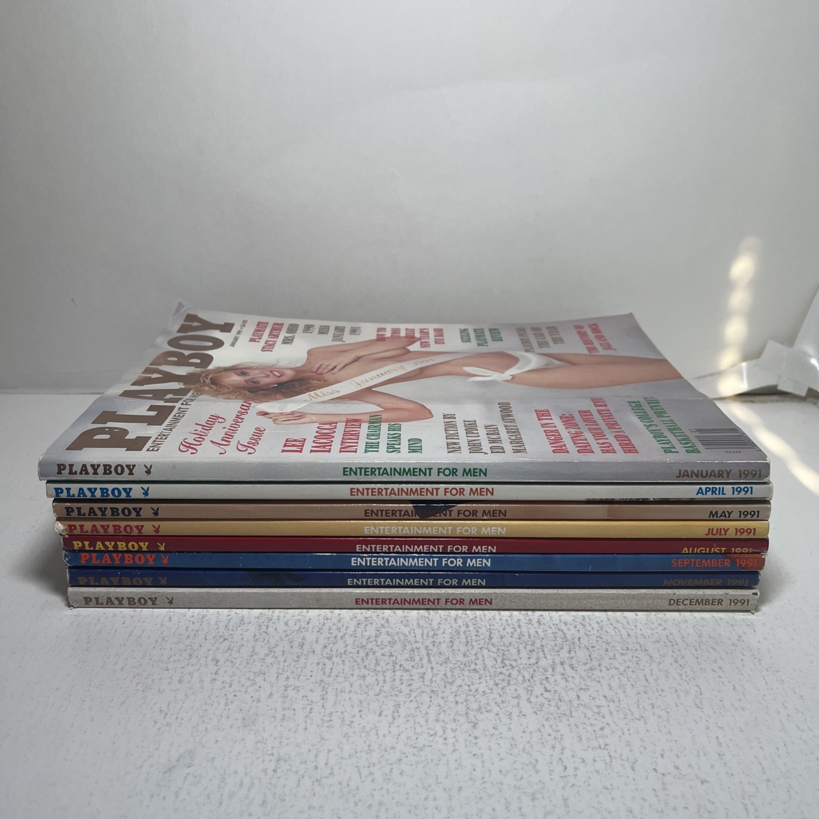 Lot Of 8 Vintage 1991 Playboy Magazines Jan, Apr, May, Jul, Aug, Sep, Nov, Dec