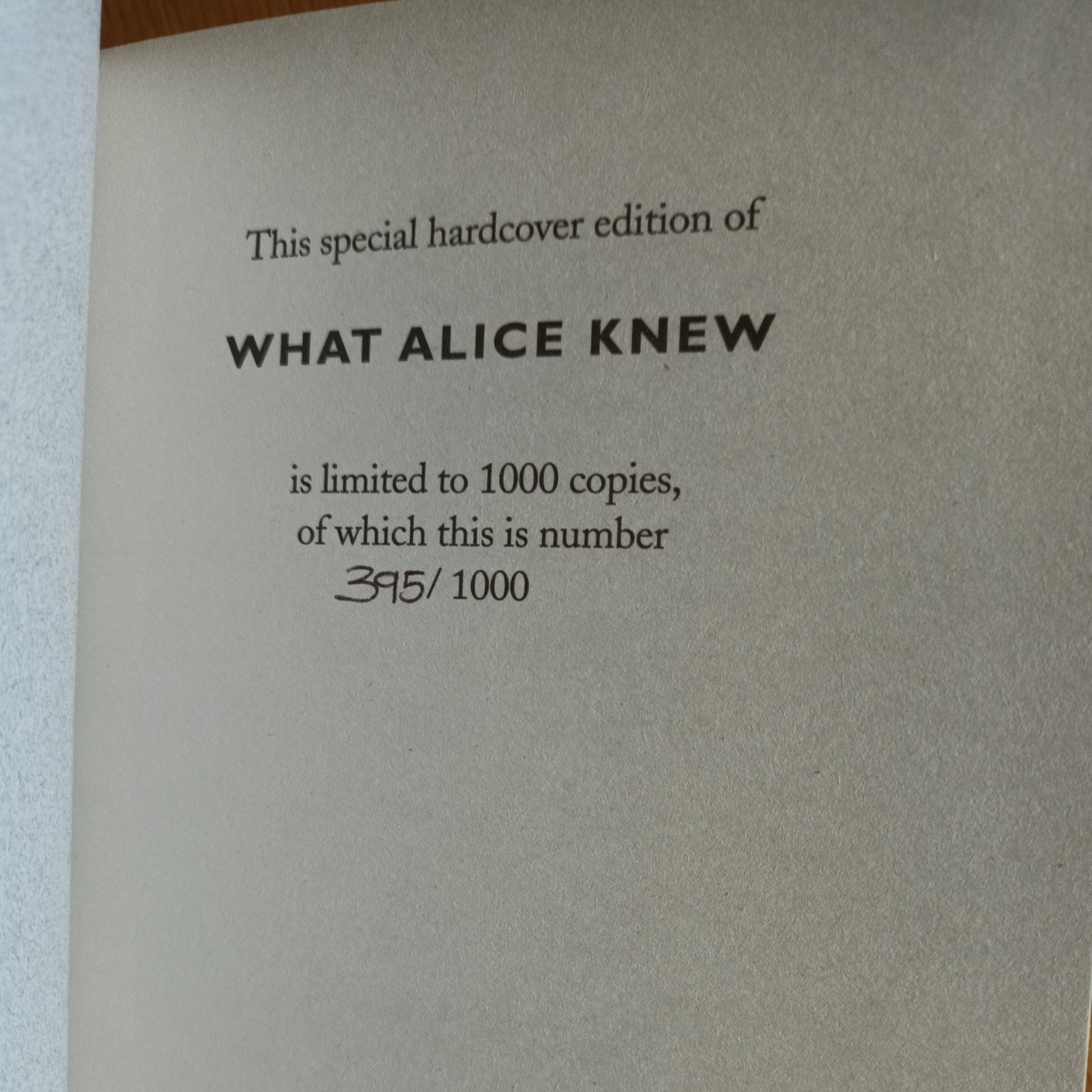 T A Cotterell – What Alice Knew Signed numbered limited 1st debut Crime