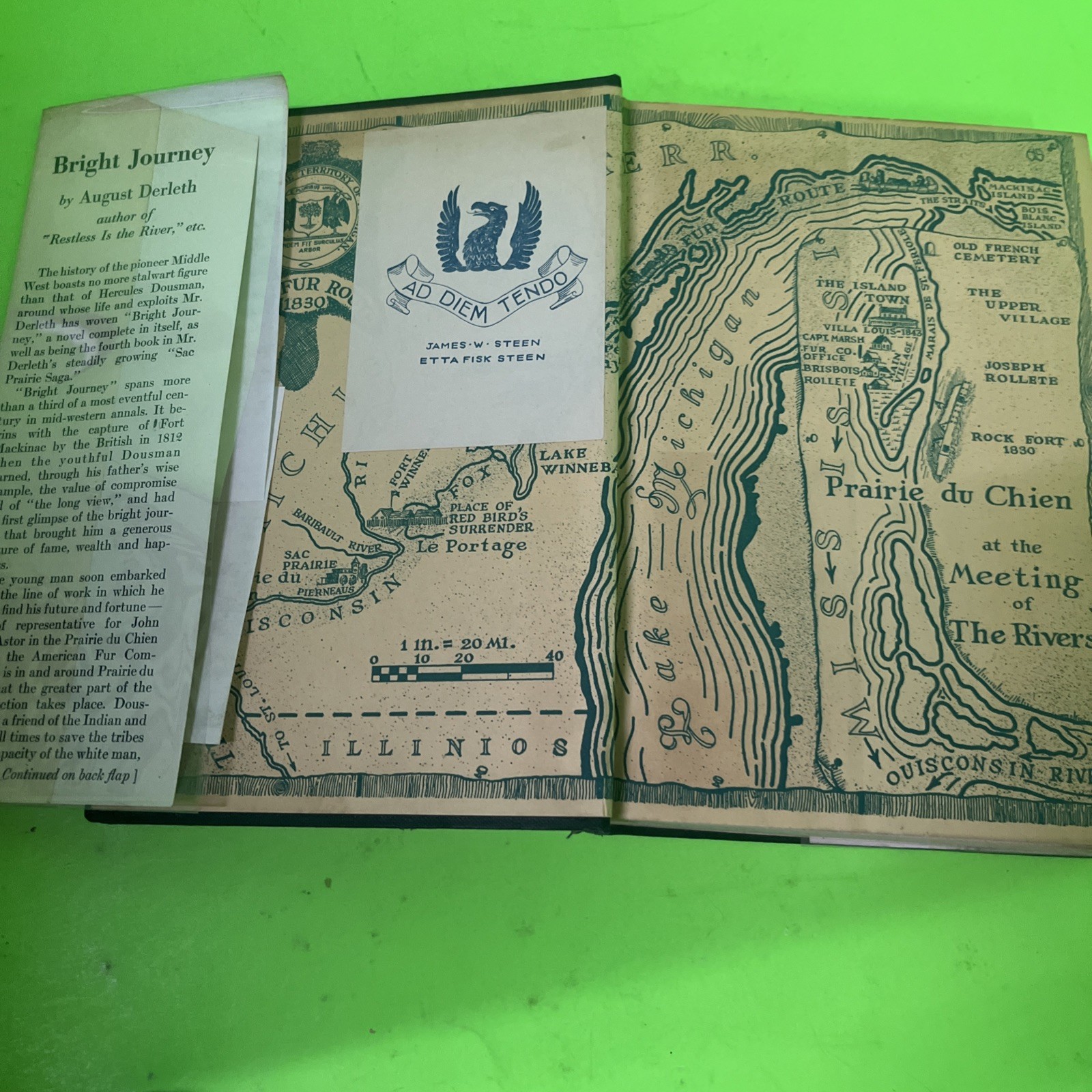 BRIGHT JOURNEY by August Derleth 1940 VTG 1st Edition HCDJ Scribner’s Sons