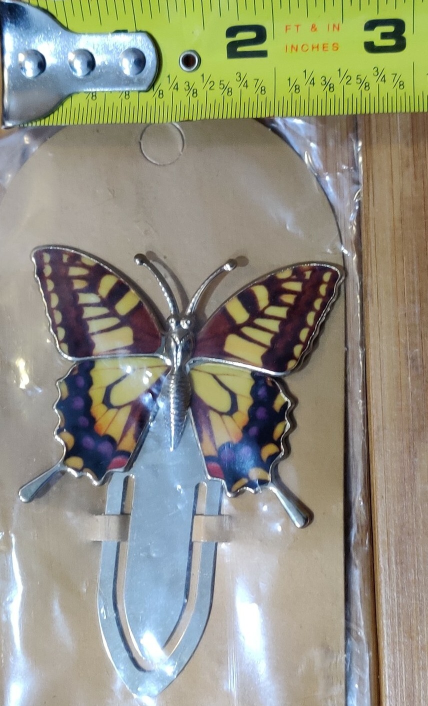 Butterfly Metal Slip-On Bookmark /Insert Marker / Paper Clip 3.5×2.5″ NEW