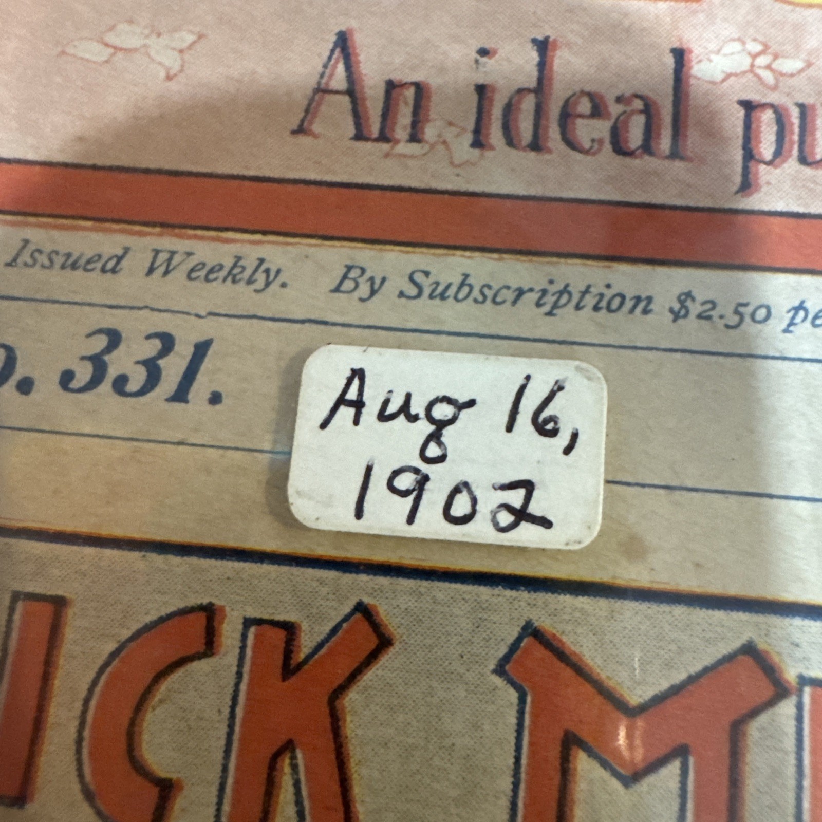 FREE SHIP! Tip Top Weekly Dick Merriwell’s Diamond No. 331 Aug 16 1902