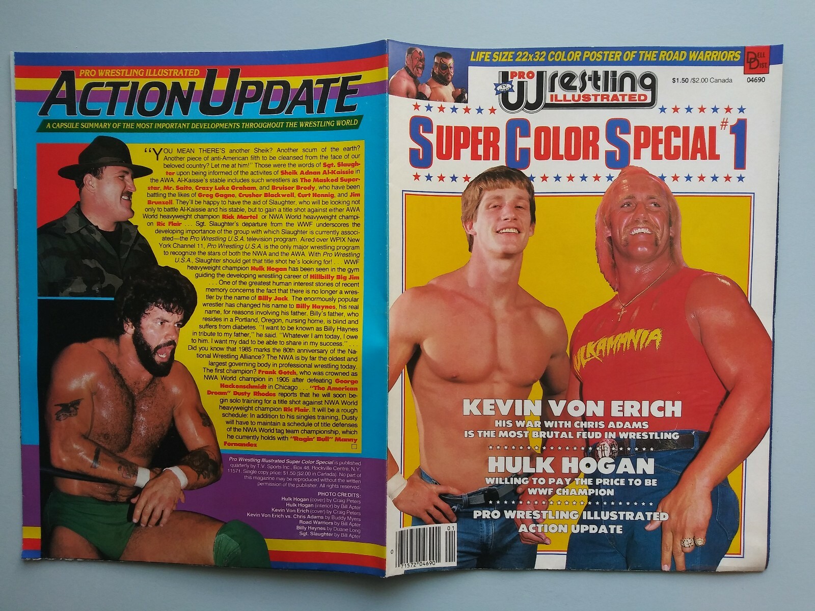 Pro Wrestling Illustrated Super Color Special #1 Road Warriors Poster 22×32 PWI