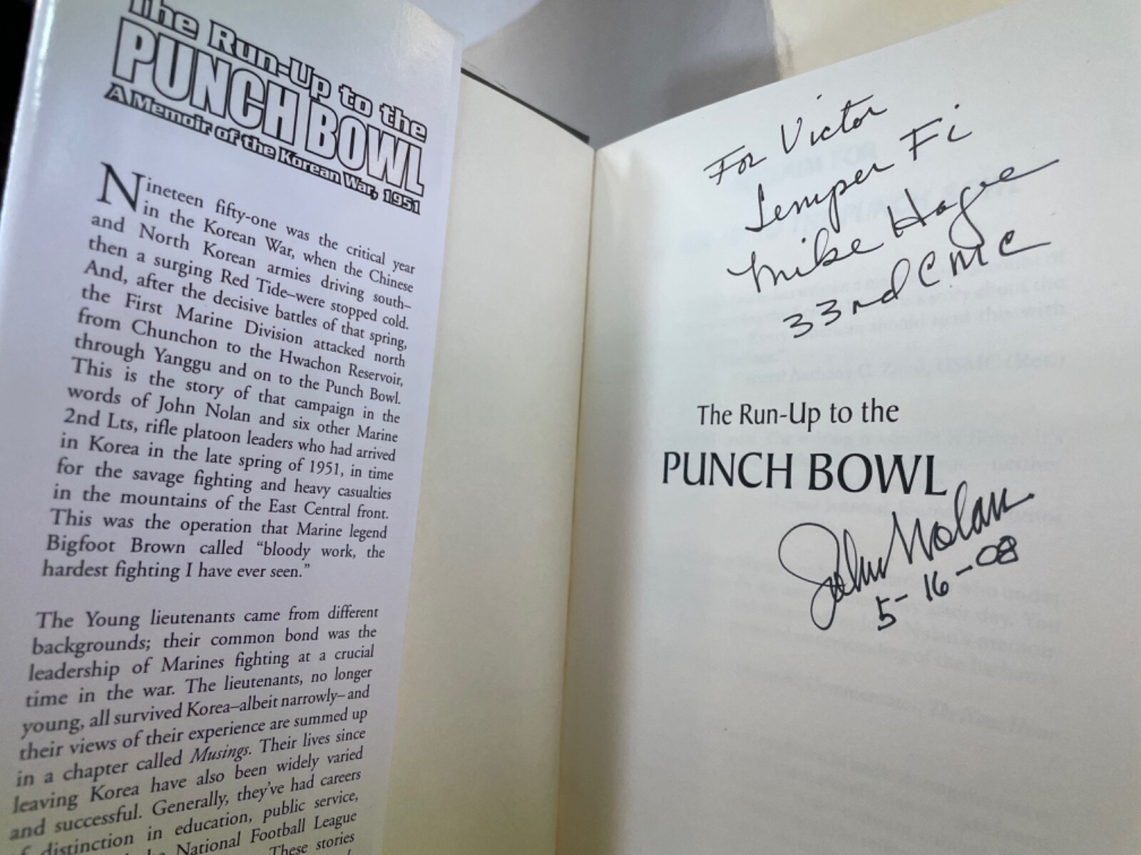 Run-up to the Punch Bowl A Memoir of Korean War 1951 – John Nolan SIGNED 2006