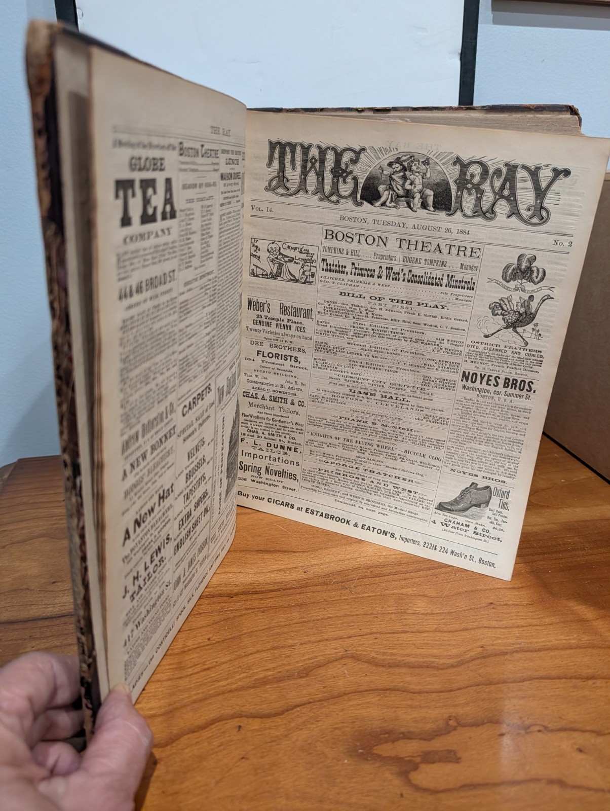 Original 1884-1885 The Ray Bound Boston Theatre Program & Ephemera Volume