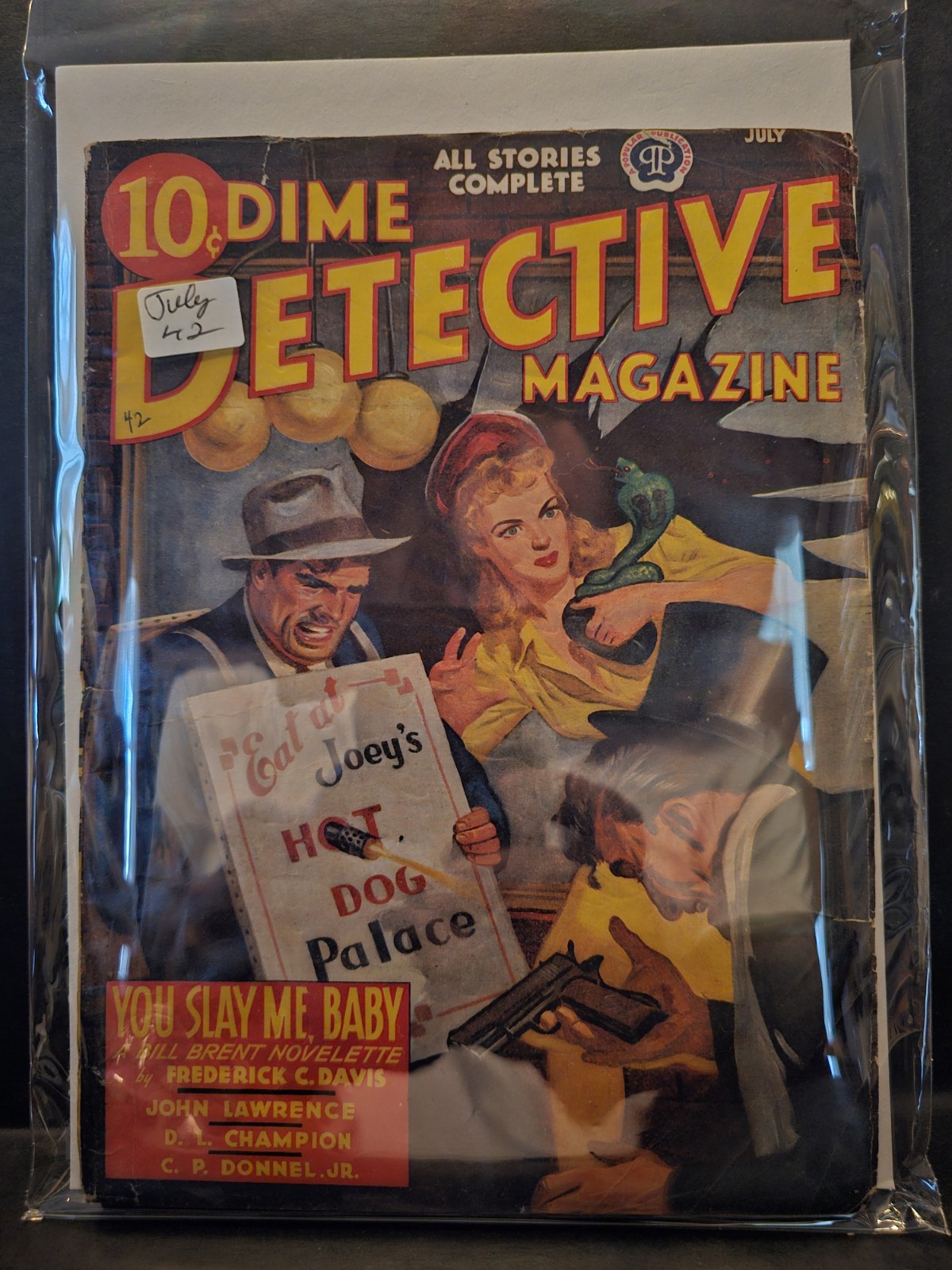 VTG Dime Detective Magazine Pulp July 1942 Vol. 39 #4 Bad Girl gga Cover Art VG
