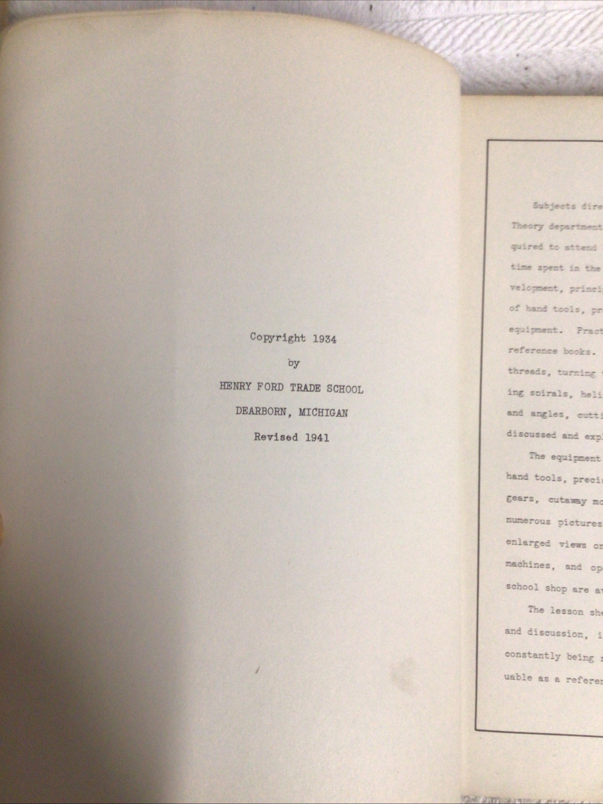 1941 Shop Theory Henry Ford Trade School Book – Dearborn Michigan – Machining…