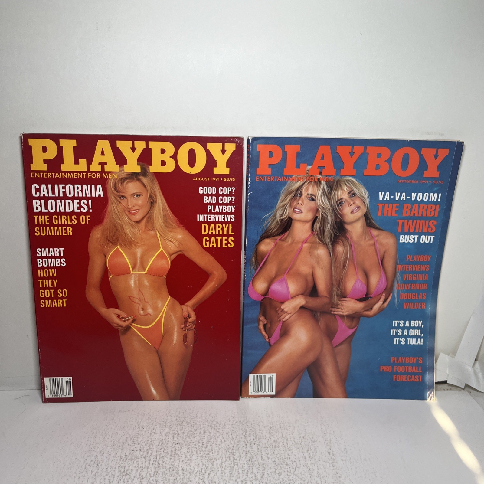 Lot Of 8 Vintage 1991 Playboy Magazines Jan, Apr, May, Jul, Aug, Sep, Nov, Dec