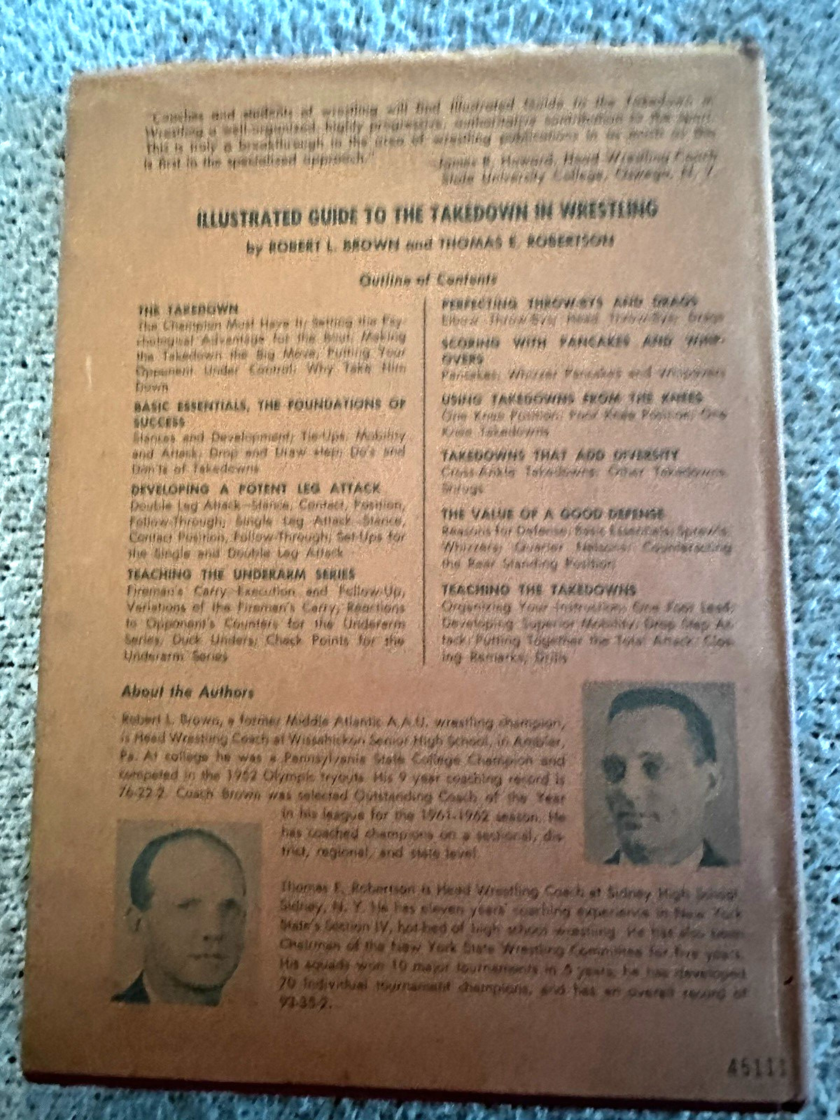 1967 1st Ed., Guide to the Takedown in Wrestling, Brown & Robertson, DJ, Illust.