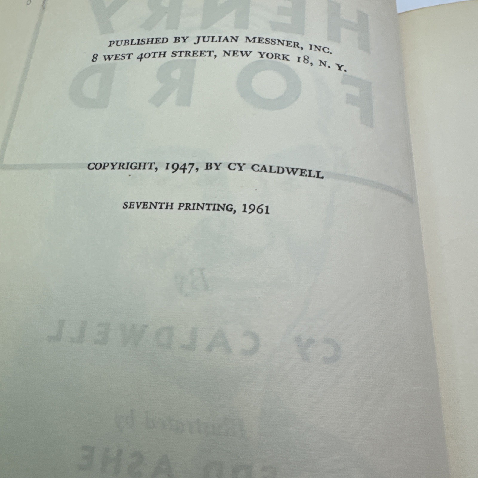 Henry Ford by Cy Caldwell Ex-Library 1961 HC Vintage Henry Ford Biography