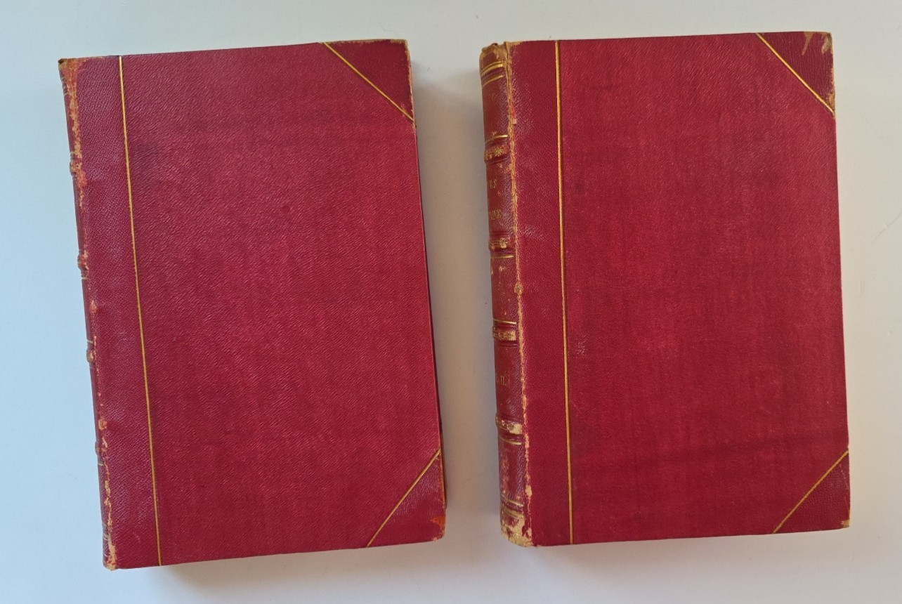 1843 Fables de La Fontaine 2 Volume Leather Set Grandville Illustrated French