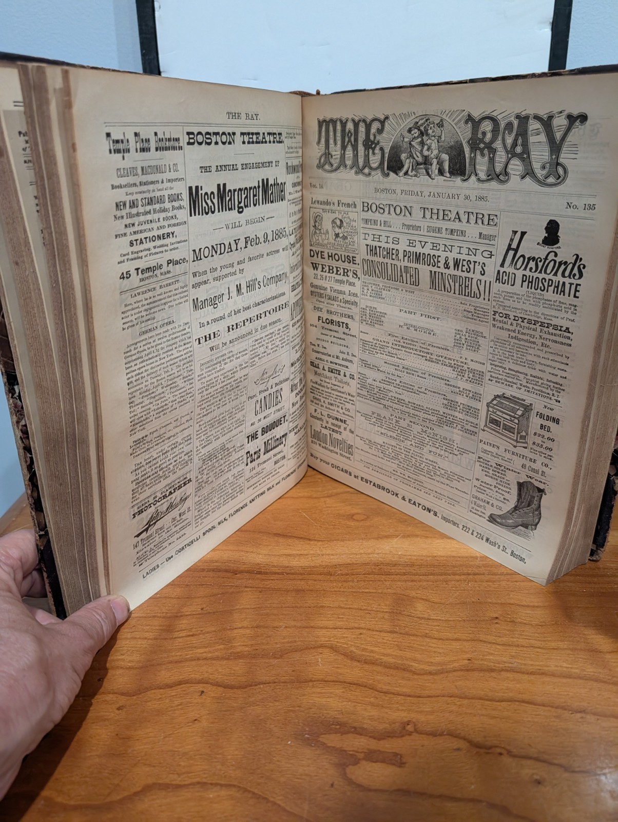 Original 1884-1885 The Ray Bound Boston Theatre Program & Ephemera Volume
