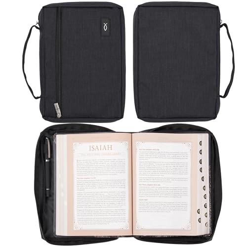 Polyester Bible Cover for Men & Women w/Jesus Fish Patch, Secure Zipper