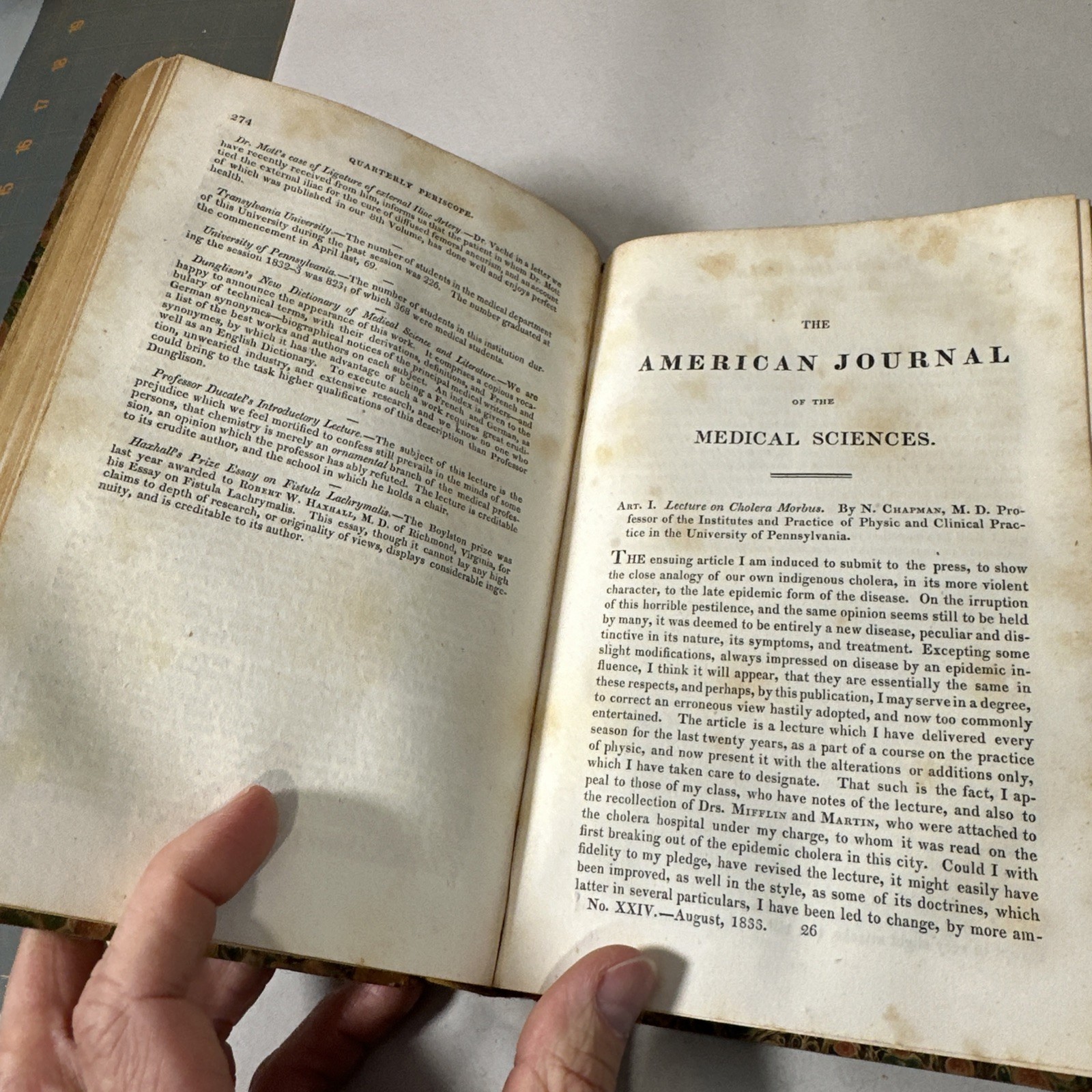 American Journal Medical Sciences 1833 First Edition Book Plates Volume 12
